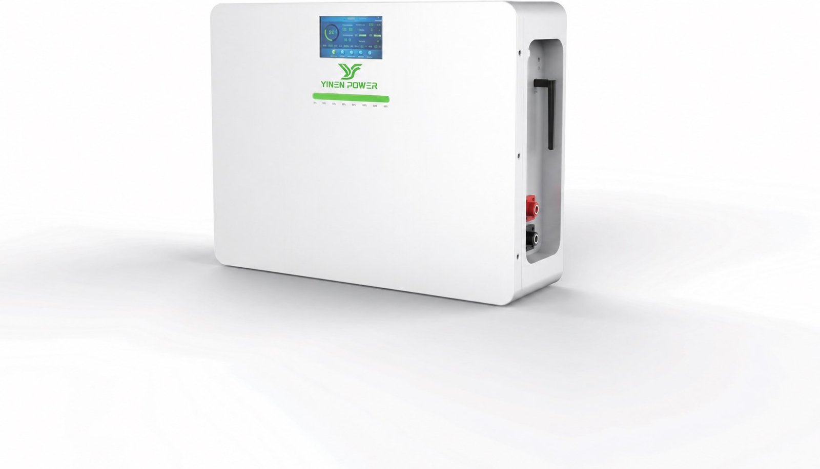YINEN POWER HA 25.6V wall-mounted LiFePO4 lithium battery with integrated LCD display