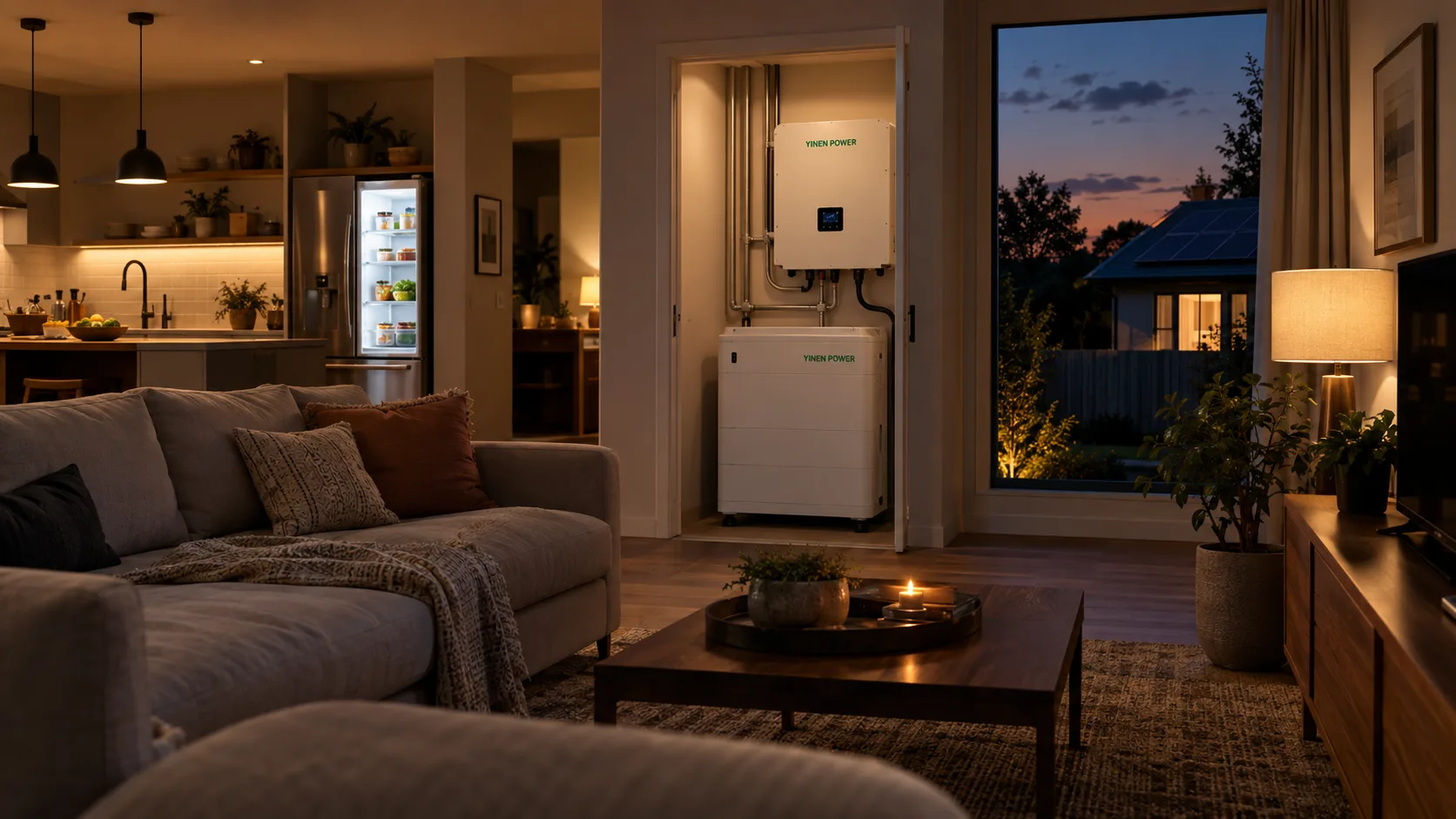 YINEN low-voltage battery providing residential solar backup