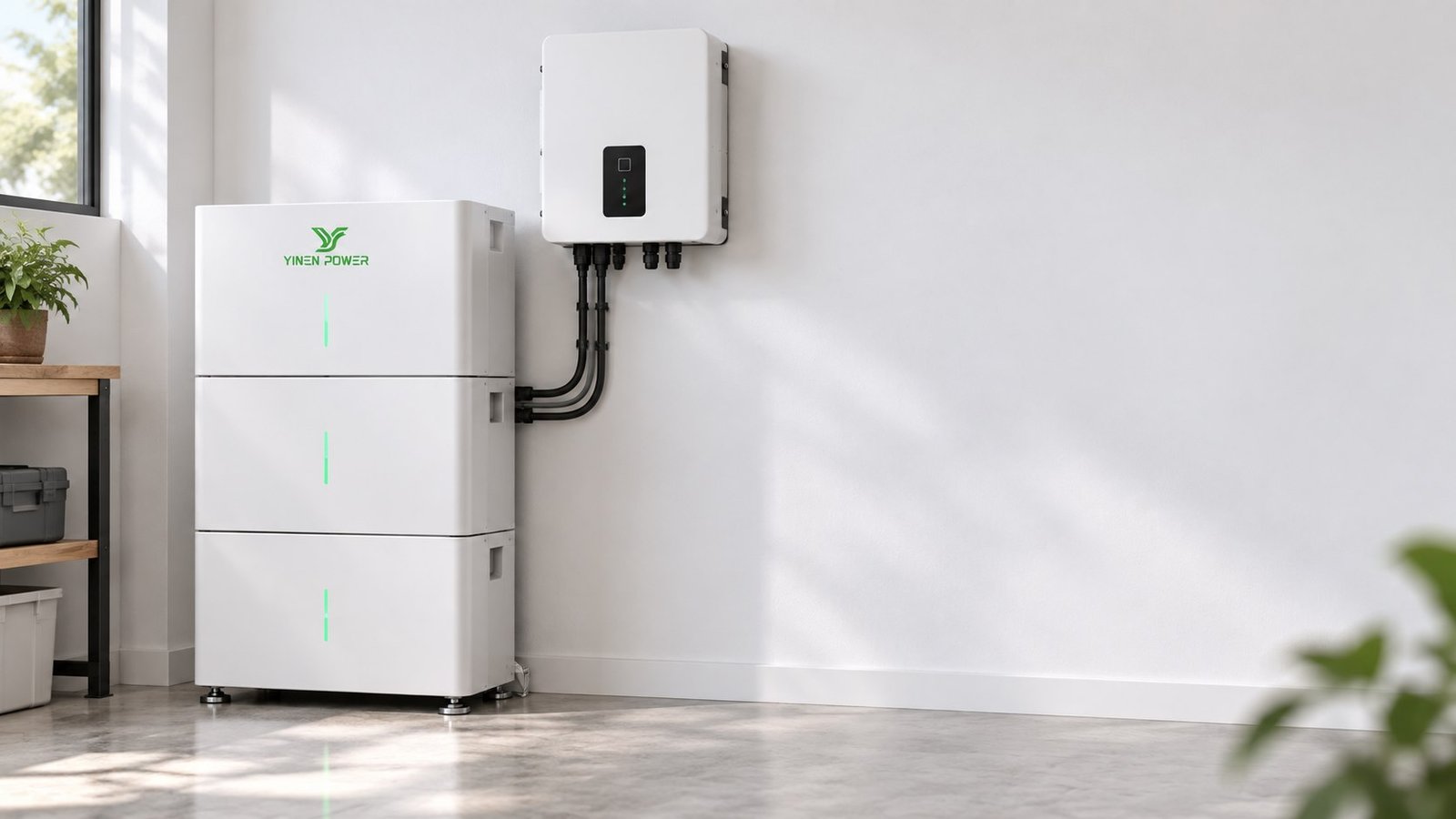YINEN POWER modular low-voltage home battery with hybrid inverter for scalable residential storage