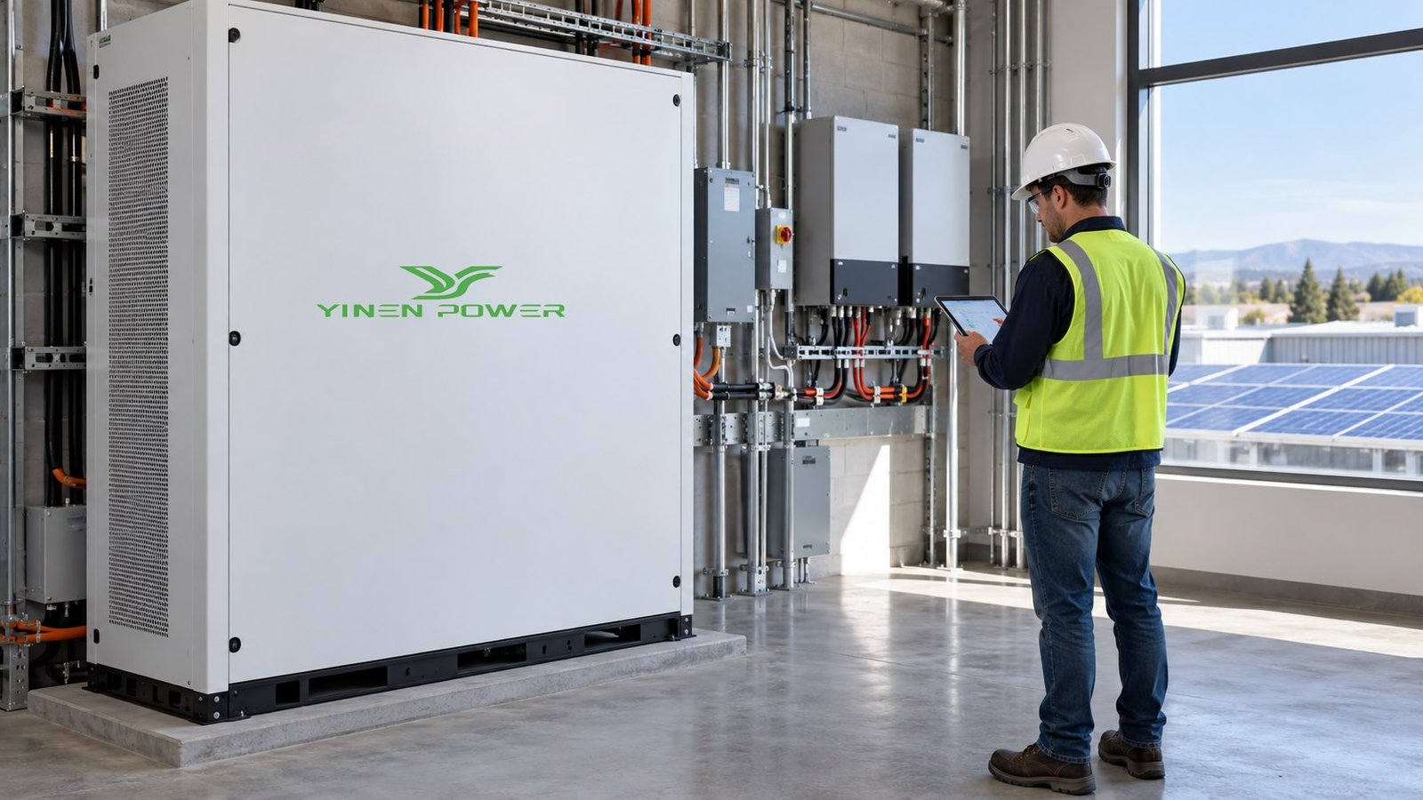 YINEN POWER battery storage cabinet during 1 MW solar project dispatch planning
