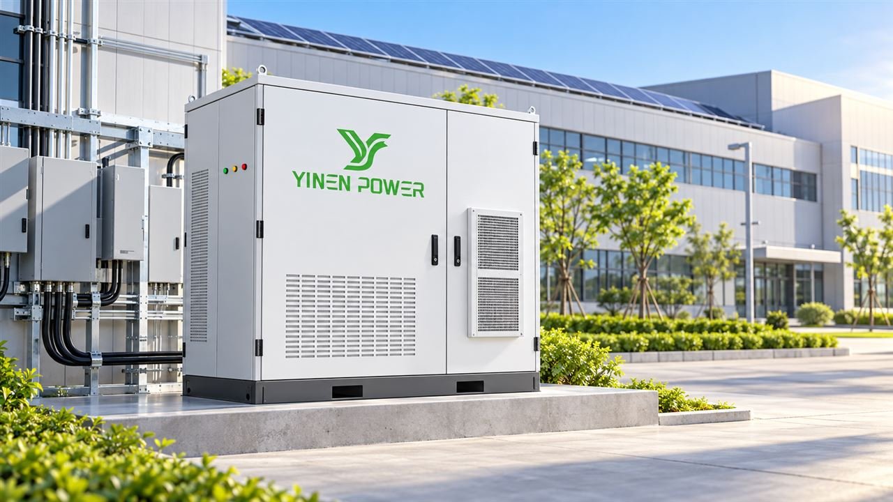 YINEN POWER commercial and industrial energy storage cabinet at a factory site