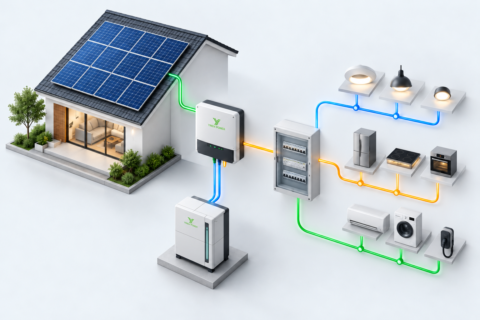 Single-phase and three-phase solar inverter system planning diagram