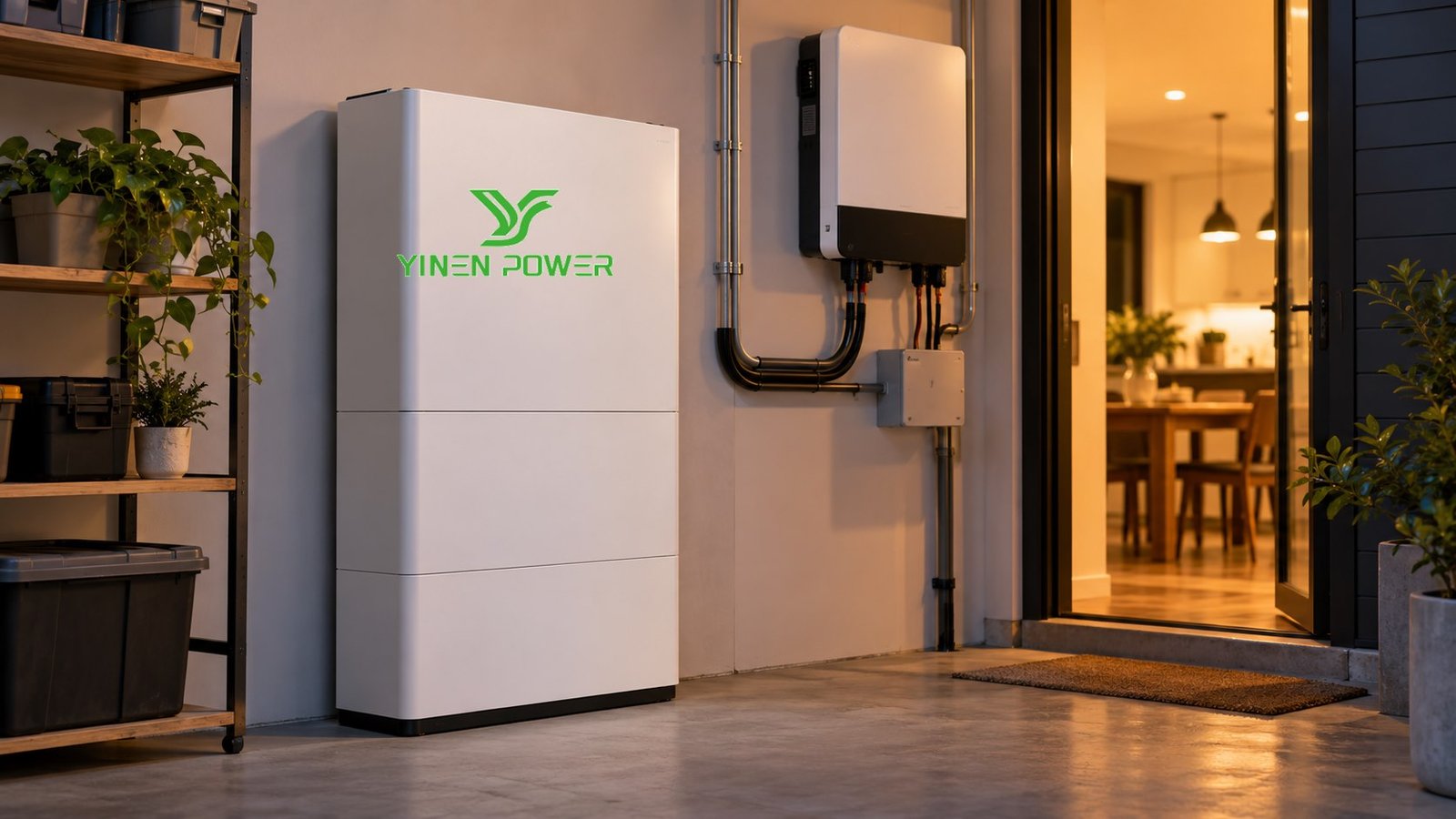 YINEN POWER home battery supporting backup-runtime planning at dusk
